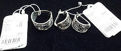 Комплект срібних вінтажних прикрас: кільце, сережки