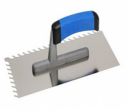 Терка нержавіюча зубчата 130х270 мм, ручка G-1 скошений зуб