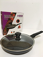 Сковорода с мраморным покрытием и крышкой Benson BN-558 26 см Черная