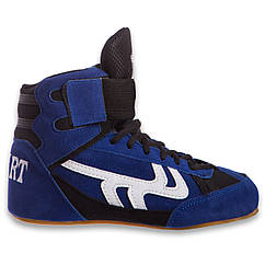 Борцовки замшеві Zelart Sport OB-3957 розмір 41 Black-Blue-White