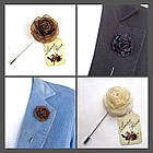Бутоньєрка квітка ручної роботи на піджак"Оливкова троянда", фото 5