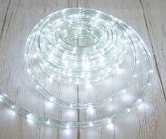Гнучка світлодіодна led стрічка 8 м. біла вулична лід гірлянда діодна з блоком живлення 220 В
