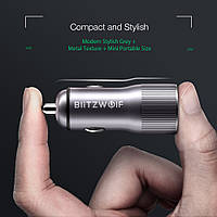 BlitzWolf® BW-SD2 30W QC3. 0 автомобільне зарядне з 2-USB 12-24V швидке заряджання