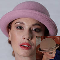Жіночий фетровий капелюх поля 7 см загнутий вгору колір під замовлення