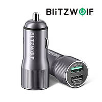 BlitzWolf® BW-SD2 30W QC3.0 автомобильное зарядное с двумя портами USB 12V-24V быстрая зарядка