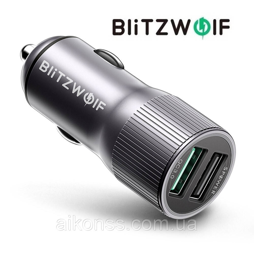 BlitzWolf® BW-SD2 30W QC3.0 автомобільне зарядне в прикурювач USB 12V-24V швидке заряджання