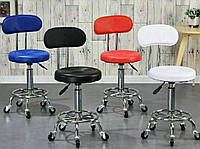 Стул для мастера маникюра, парикмахера, косметолога, лешмейкера мягкий со спинкой черный кресло для мастера