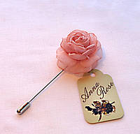 Бутоньерка цветок ручной работы на пиджак" Карминовая воздушная роза"