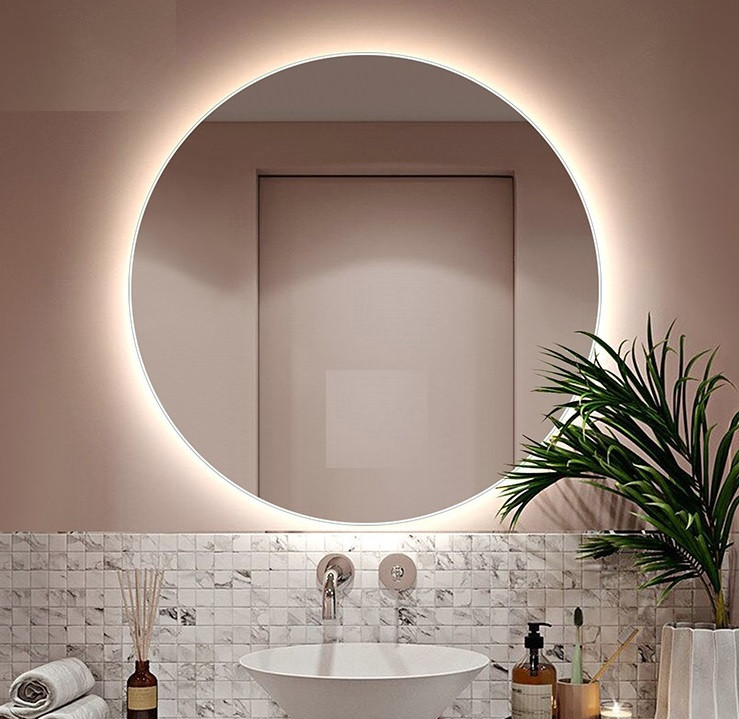 Кругле дзеркало у ванну 450 мм з підсвічуванням Дзеркало для ванної настінне 45, 50, 55, фото 1