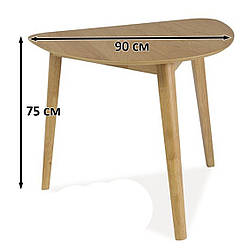 Маленький кухонний стіл Signal Karl 90х80см для кухні дуб на трьох ніжках у скандинавському стилі Польща
