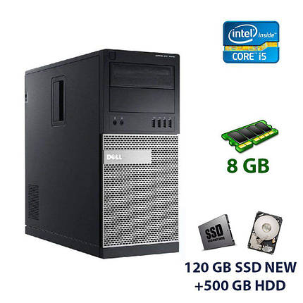 Dell OptiPlex 7010 Tower / Intel Core i5-3470 (4 ядра по 3.2 - 3.6 GHz) / 8 GB DDR3 / 120 GB SSD NEW+500 GB HDD / nVidia GeForce GTX 950 Ti, 2 GB, фото 1
