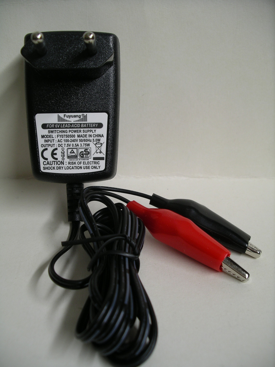 Зарядний пристрій Fuyuang 7.5 V 0.5 A для 6V олив'яно-кислотних SLA AGM, GEL акумуляторів