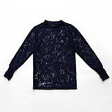 Гольф гіпюр для дівчинки, синій, SmileTime Guipure, фото 2