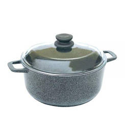 Каструля з антипригарним покриттям БІОЛ з кришкою Граніт-Грей 26 см - 5 л Колір сірий К504ПС