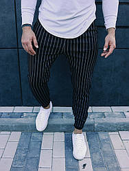 Чоловічі чорні штани в смужку чорні | весняні, осінні ЛЮКС якість