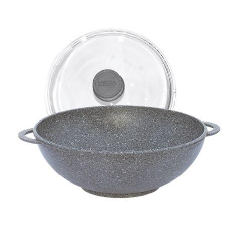 Сковорода Wok з антипригарним покриттям БІОЛ з кришкою Граніт-Грей 30 см Колір сірий 30034PC, фото 1