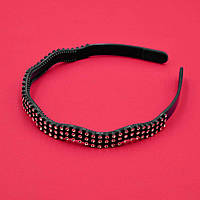 Обруч для волосся 10 мм 6 шт чорний пластик імітація стразів