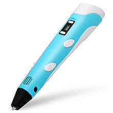3д ручка для малювання 3д для дітей 3d pen 2 блакитна
