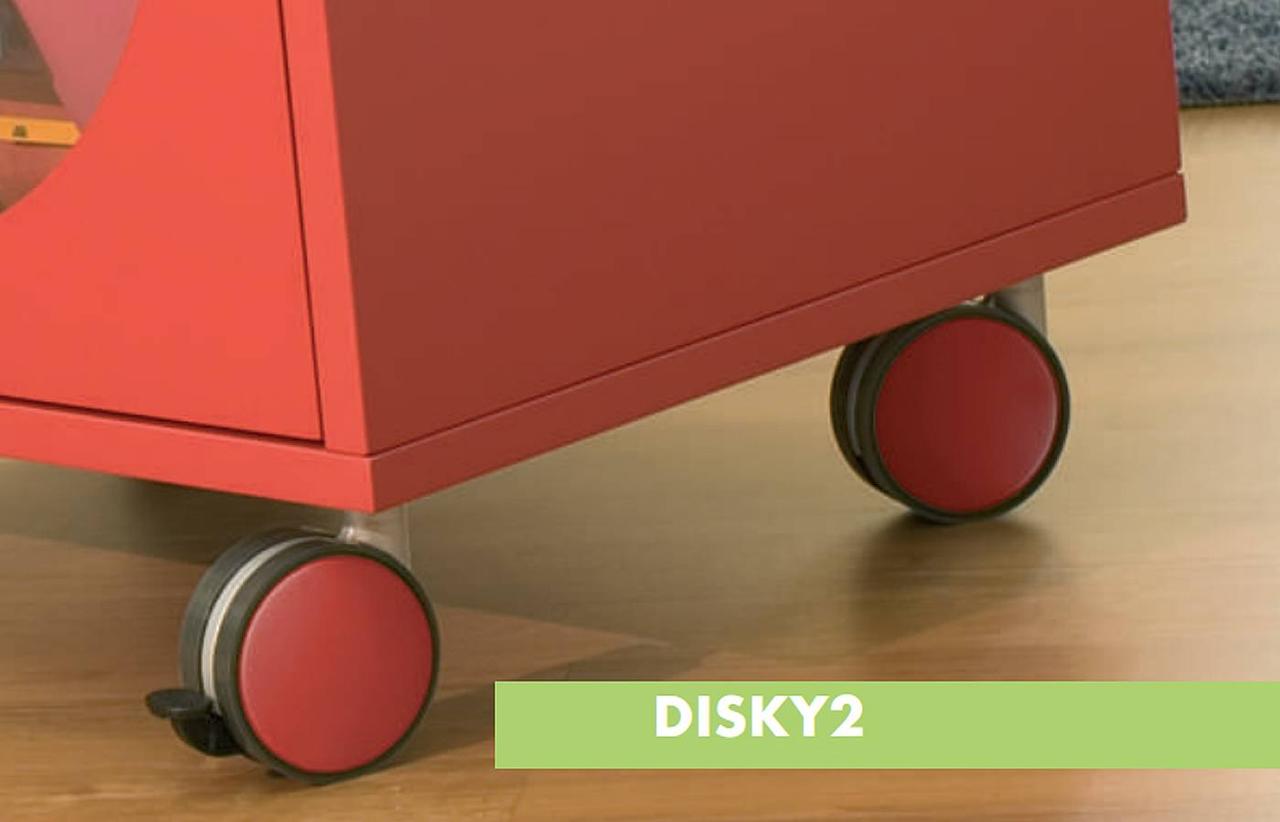 Мебельный ролик OgTM DISKY 2 NYLON 8.3, красный/белый - фото 3 - id-p1246314206