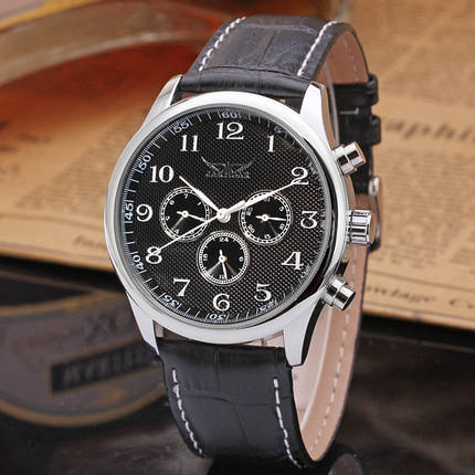 Чоловічі наручні годинники Jaragar Elite Black 1013 класичні, фото 2
