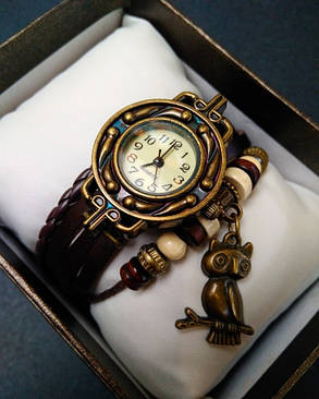 Жіночі наручні годинники CL Owl Brown, фото 1