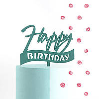 Топер фігурка на торт з дерева з фарбуванням "Happy Birthday" Manific Decor
