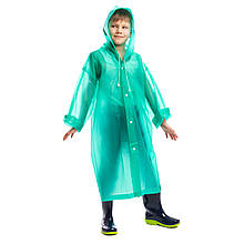 Дощовик дитячий для хлопчиків на кнопках, зріст 120-160см, матеріал EVA, зелений, C-1010