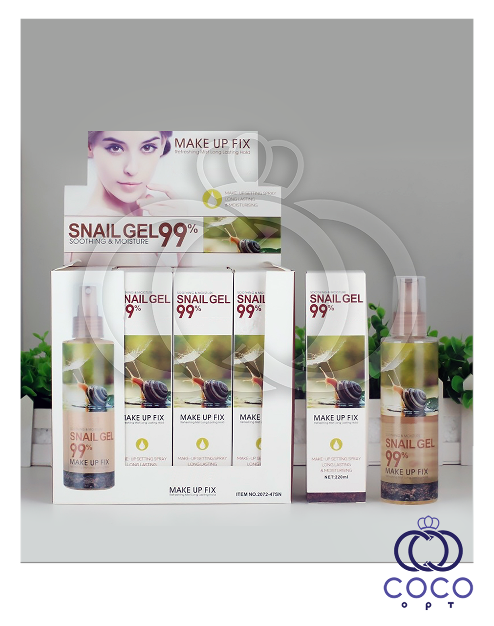 Фіксатор макіяжу для обличчя з муцином равлика Make Up Fix Snail Gel 99%