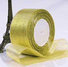 Стрічка парчовая 5 см, золотиста