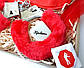 Гра для дорослих "Пошалим?" (червона): пов'язка на очі, хутряні наручники, кубики з позами, перо, шоколад, фото 7