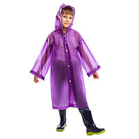 Дощовик дитячий на кнопках, зріст 120-160см, матеріал EVA, фіолетовий, C-1010