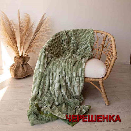 Двостороннє євромаксі покривало-плед "норка" (230*200) — зелене, фото 1