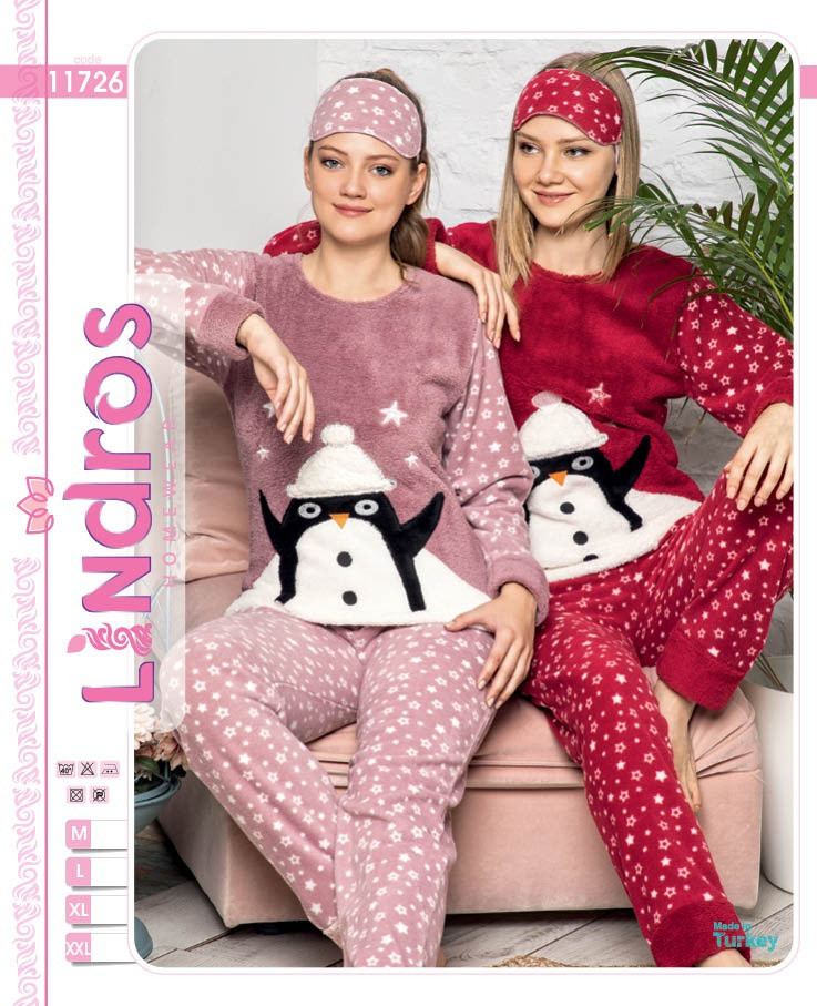 Женская турецкая пижама с повязкой Lindros Joyful penguin
