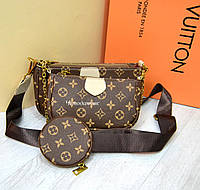 Женская сумка Louis Vuitton Multi Pochette Луи Виттон разные ремни, сумка через плечо, сумка луи виттон 3 в 1