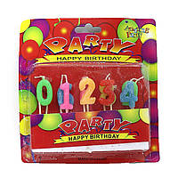 Набор свечей для торта с блестками ""Party"" 0-9, 2,5*2см, mix, блистер (1273DSCN)