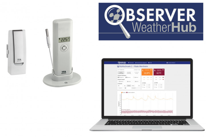 Стартовый комплект TFA WeatherHub "Observer", датчик температуры с проводным сенсором (31401102) - фото 2 - id-p1231632461