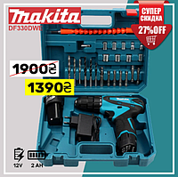 Шурупокрут Makita DF330DWE (12V, 2AH) з набором. Акумуляторний шурупокрут Макіта