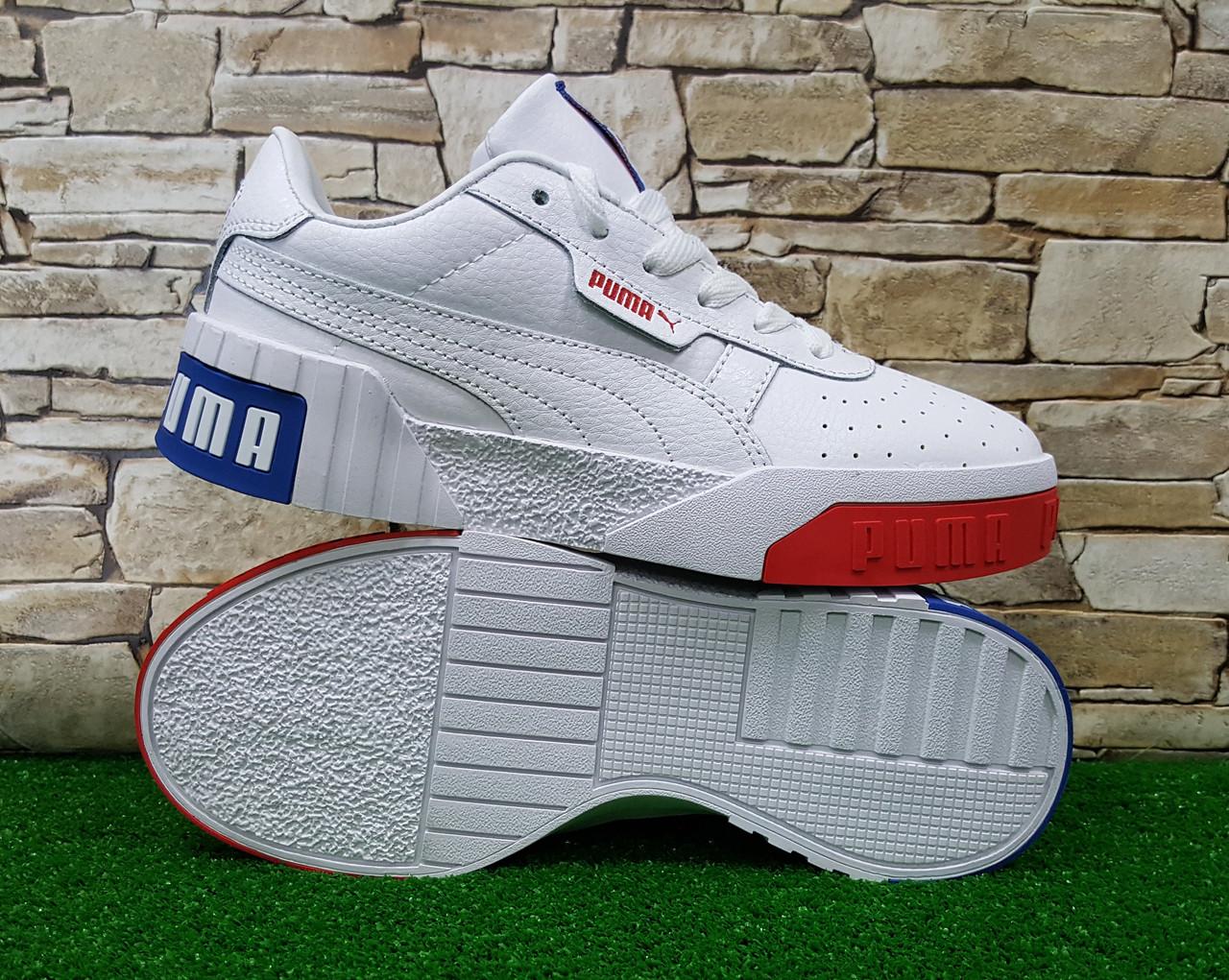 Жіночі шкіряні кросівки Puma Suede Platform Trace "White-Red"