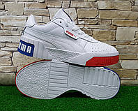 Женские кожаные кроссовки Puma Suede Platform Trace "White-Red"