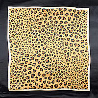 Шелк атласный, коричневый леопардовый принт на черном фоне, платок 63см, ш.135 (19981.005)