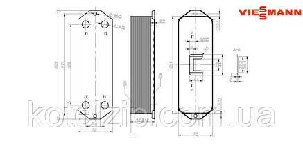 Теплообмінник ГВП (14 пластин) Viessmann Vitopend 100 WH0A 7822799, фото 2