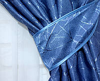 Щільна тканина льон блекаут рогожка "Савана". Висота 2,7 м. Колір синій. 588ш, фото 1