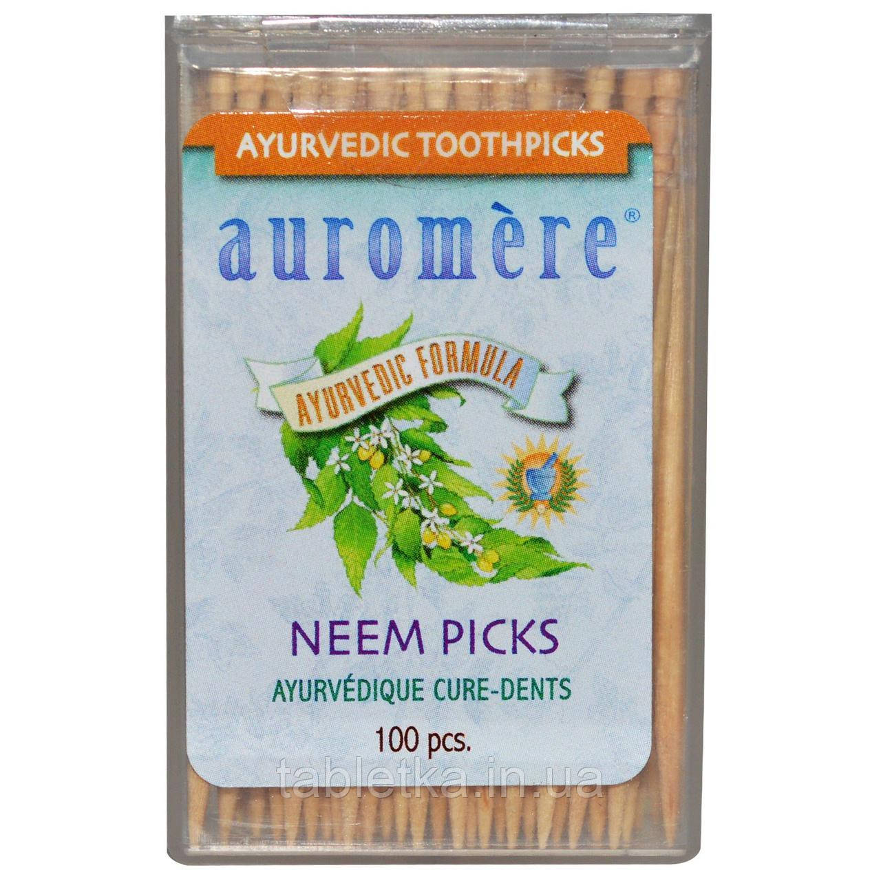 Auromere, Аюрведические зубочистки, зубочистики с нимом, 100 штук Київ