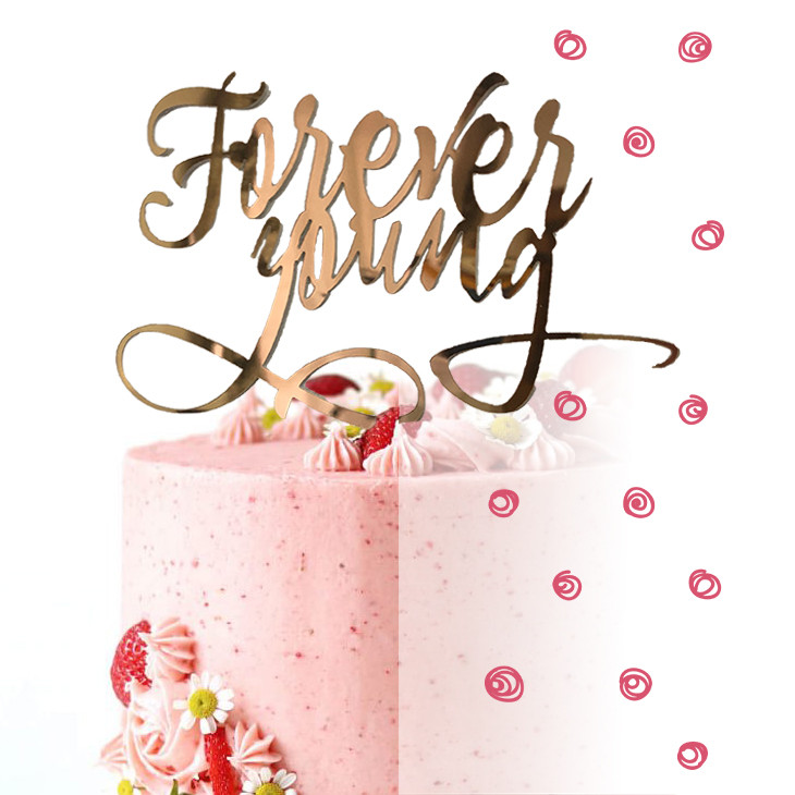 Топер фігурка на торт дзеркальний двосторонній Manific Decor "Forever young"