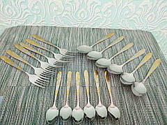Набір столових предметів 18 шт, набір столових приладів. Столовий набір ложки, вилки, чайні ложки.