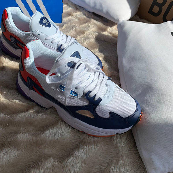 Adidas falcon shoes white and navy deals