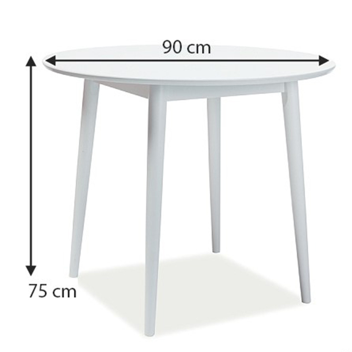 Круглий білий стіл на кухню Larson 90см на чотирьох ніжках у скандинавському стилі Польща, фото 1