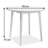 Круглий білий стіл на кухню Larson 90см на чотирьох ніжках у скандинавському стилі Польща