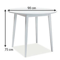 Круглий білий стіл на кухню Larson 90см на чотирьох ніжках у скандинавському стилі Польща