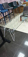 Журнальный столик С-185 прозрачный Vetro Mebel 120*60*45(Н), стекло + белый металл